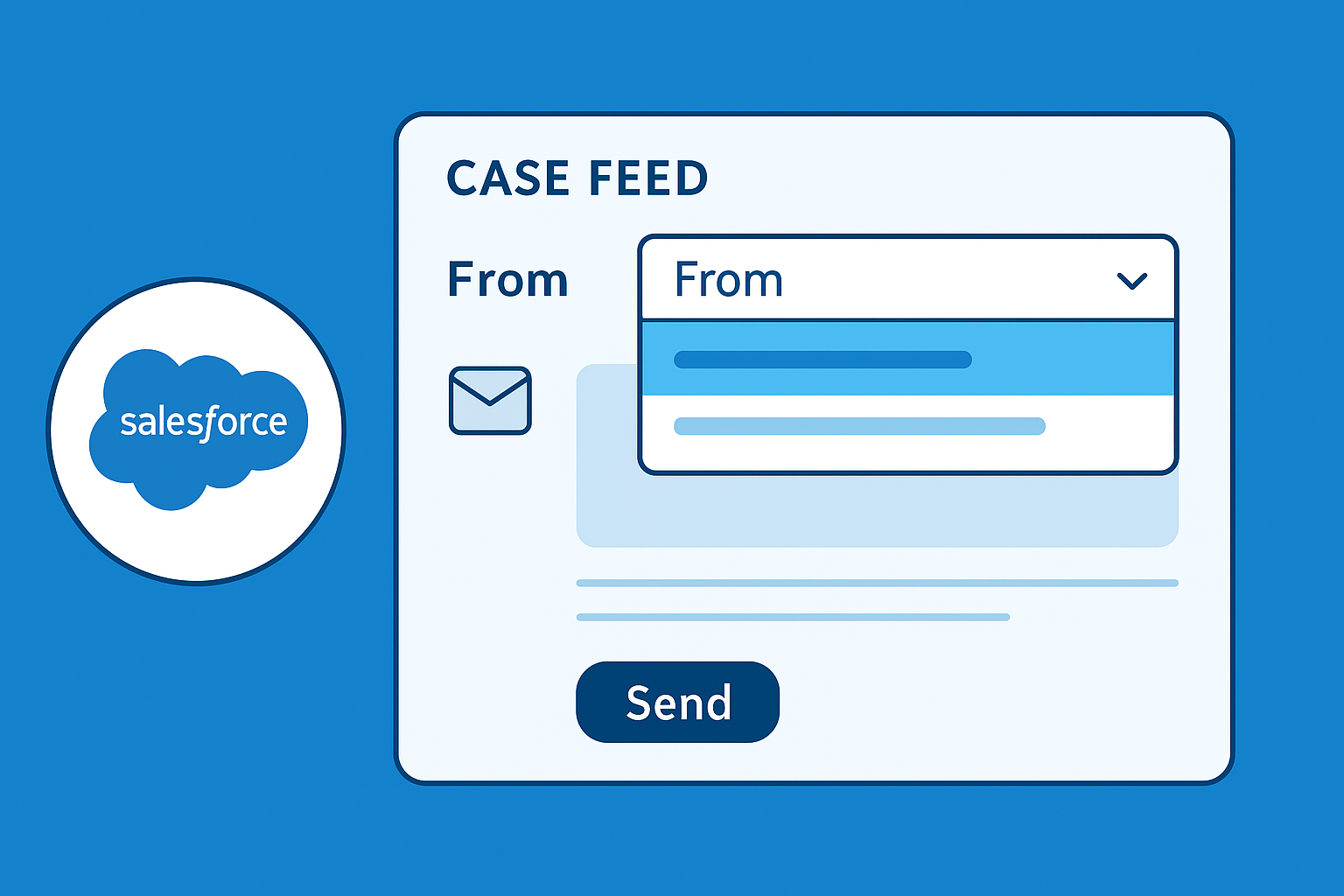 Salesforce Case Feed From email selection interface illustration