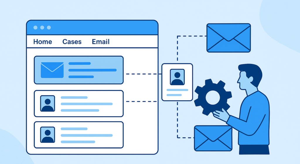 Salesforce Email-to-Case troubleshooting dashboard illustration