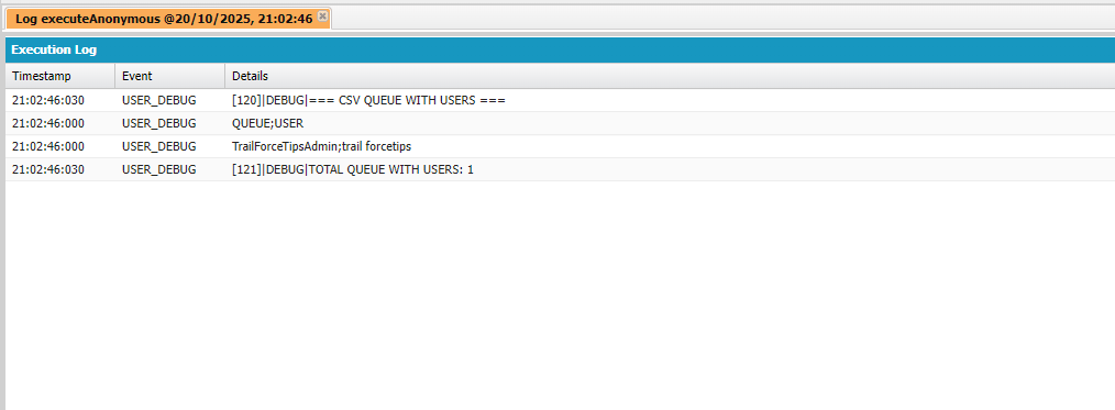 Example: output listing queues